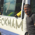 David Beckham is making footballs from banana leaves on UNICEF tour