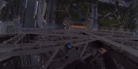 Watch the dizzying first-person footage of a British man climbing the Eiffel Tower with no equipment