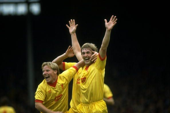Kenny Dalglish and Sammy Lee of Liverpool
