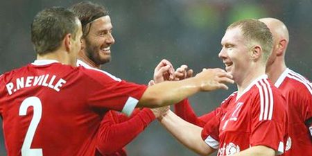 Beckham cross, Scholes goal – legends roll back the years at Old Trafford (Video)