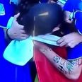 Italian footballer overcome with emotion as he celebrates goal with French flag (Video)
