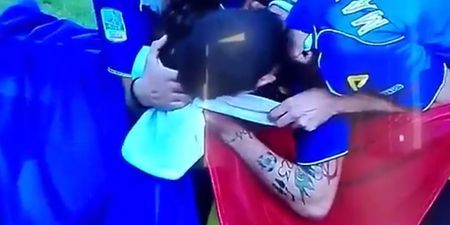 Italian footballer overcome with emotion as he celebrates goal with French flag (Video)