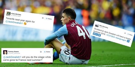 Irish fans took a golden opportunity to troll England’s Jack Grealish