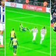 Rival fans show no mercy as Arsenal’s Santi Cazorla ‘does a Terry’ with late penalty