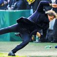 Roberto Mancini goes *rse over t*t trying to kick the ball back (Video)