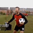 Watch Jamie Vardy take on Salford striker at the crossbar challenge (Video)