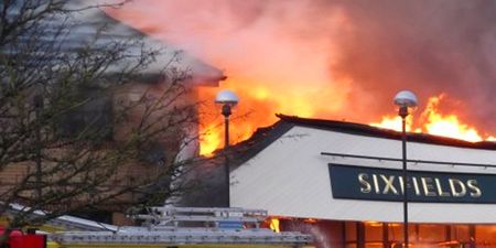 FA Cup tie continues as fans watch local pub burn from inside the stadium (Pics)