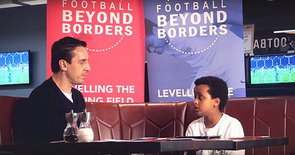 Kid interviewer grills Gary Neville about Salford City and who his favourite pundit is (Video)