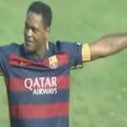 Watch a 39-year-old Patrick Kluivert score an absolutely outrageous lob for Barcelona legends