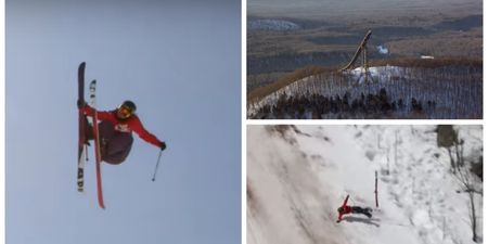 Lucky skier narrowly avoids disaster when 364ft jump goes badly wrong (Video)