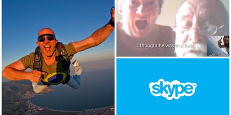 Irish guy Skype calls his parents while skydiving and they go hilariously mental (Video)