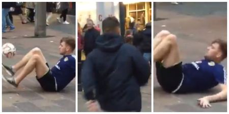 Football freestyler learns the hard way not to try his luck in Glasgow (Video)