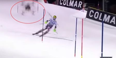 VIDEO: Terrifying footage of a champion skier almost wiped out by a crashing drone