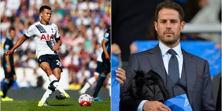 Jamie Redknapp has heaped the pressure on Dele Alli with comparison to midfield legend
