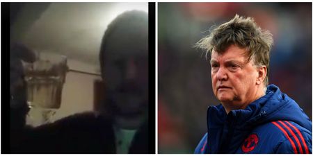 VIDEO: Manchester United fan forced to drink own urine after losing bet about Louis Van Gaal