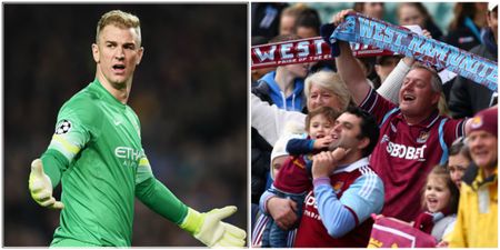 West Ham fans troll Man City goalkeeper Joe Hart in the best way possible (Pics)