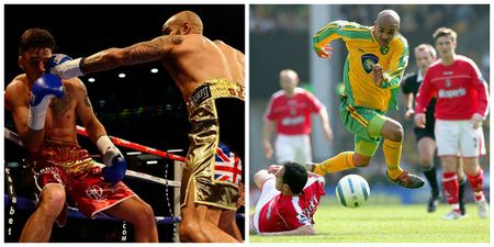 Former Premier League striker wins his TV boxing debut in just 43 seconds…