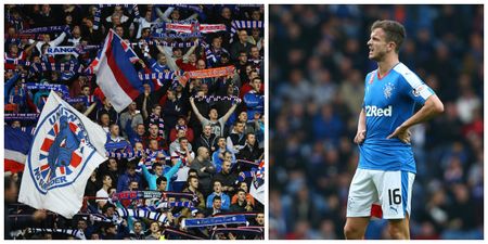 PIC: Rangers fan trolls Celtic with embarrassing scarf