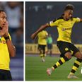 PIC: Pierre-Emerick Aubameyang wears completely ridiculous outfit as he watches Dortmund teammates from the stand