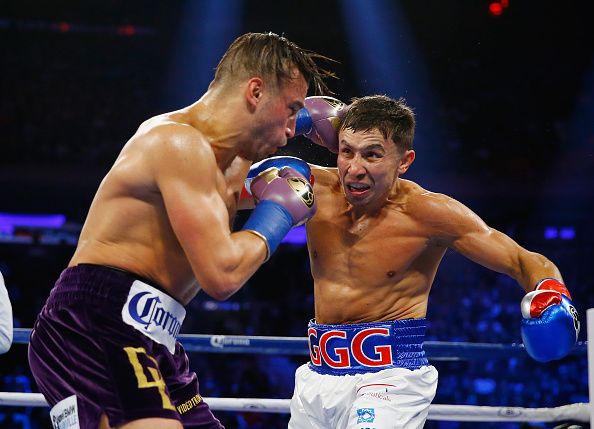 NEW YORK, NY - OCTOBER 17: Gennady Golovkin punches David Lemieux during their WBA/WBC interim/IBF middleweight title unification bout at Madison Square Garden on October 17, 2015 in New York City. (Photo by Al Bello/Getty Images)