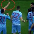Turkish player fourth man sent off after giving referee the red card (Video)
