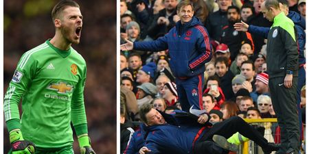 David De Gea reassures Manchester United fans after Louis van Gaal’s animated touchline performance