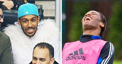 PIC: Didier Drogba takes the p*ss out of Pierre-Emerick Aubameyang’s big furry ‘pimp’ coat
