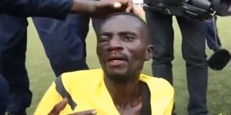 VIDEO: Disturbing scenes as match officials are savaged by rioting “fans” in DR Congo