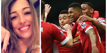 VIDEO: Manchester United star’s partner celebrates derby victory in the away end