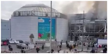 Amateur video footage shows people fleeing from Belgium airport bombing
