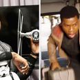 John Boyega absolutely loses his s**t when he sees the Millennium Falcon for the first time