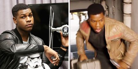 John Boyega absolutely loses his s**t when he sees the Millennium Falcon for the first time