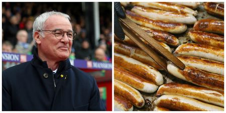 Watch Claudio Ranieri react to being delivered sausages in the middle of a press conference
