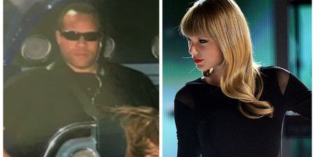 Taylor Swift’s bodyguard pulls off one of the photobombs of the year in roller coaster snap