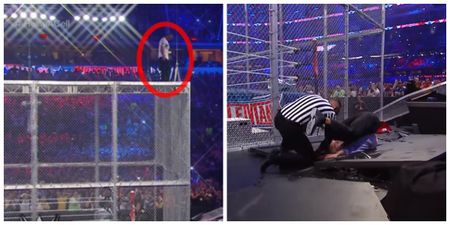 Watch this fan footage of Shane McMahon’s insane jump from the top of a cell at WrestleMania 32