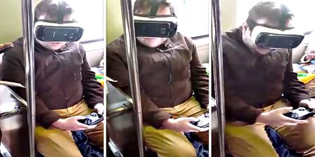 People are getting really upset about this guy doing VR while commuting