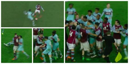 Watch the 18-man brawl which marred a game between Aston Villa and West Ham’s U21 teams