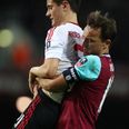 Watch the hilarious moment Mark Noble decided to carry Ander Herrera off the pitch