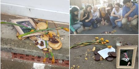 People have created a shrine to a packet of crushed biscuits in Leamington Spa