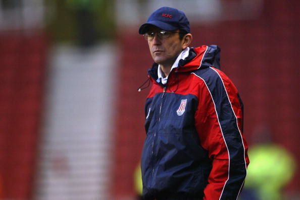 Stoke City manager Tony Pulis watching play from the sidelines