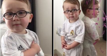 Cutest little kid in the world blames Batman for lipstick all over the mirror