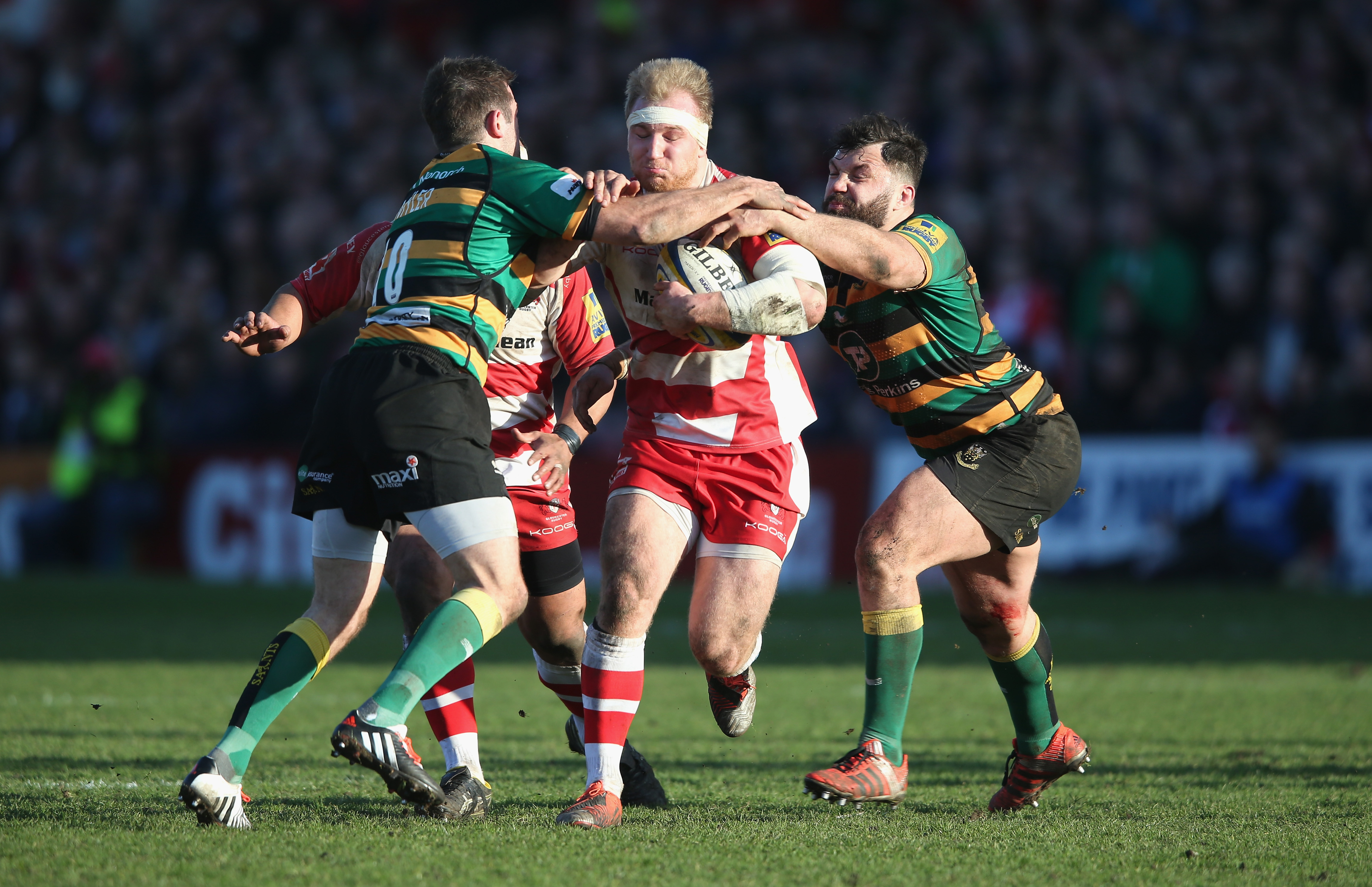 during the Aviva Premiership match between Gloucester and Northampton Saints at Kingsholm Stadium on March 7, 2015 in Gloucester, England.