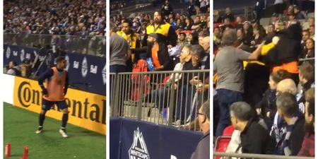 Watch the hilarious moment an MLS fan hurls bizarre choice of missiles at substitute
