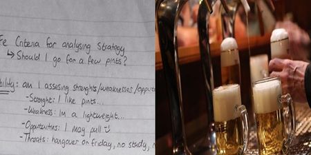 This student conducted a strategic analysis on a crucial Bank Holiday question: “Should I go for a few drinks?”