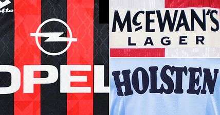 Can you identify the retro football kit purely from the shirt sponsor?