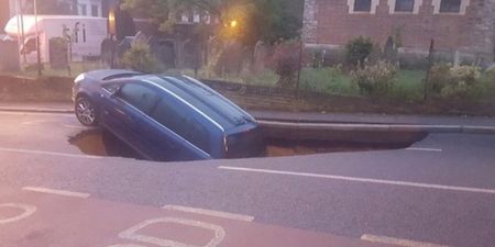 This guy had the most brilliantly British response to his car falling into a sinkhole