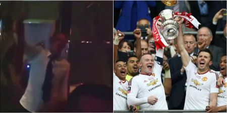 Wayne Rooney filmed chanting his own name as Manchester United celebrated FA Cup victory