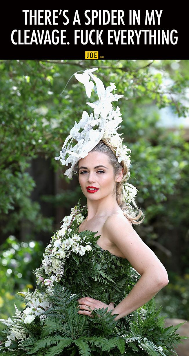 LONDON, ENGLAND - MAY 23: A model in a dress made of flowers at the M&G Investments Garden at RHS Chelsea Flower Show on May 23, 2016 in London, England. (Photo by Chris Jackson/Getty Images)