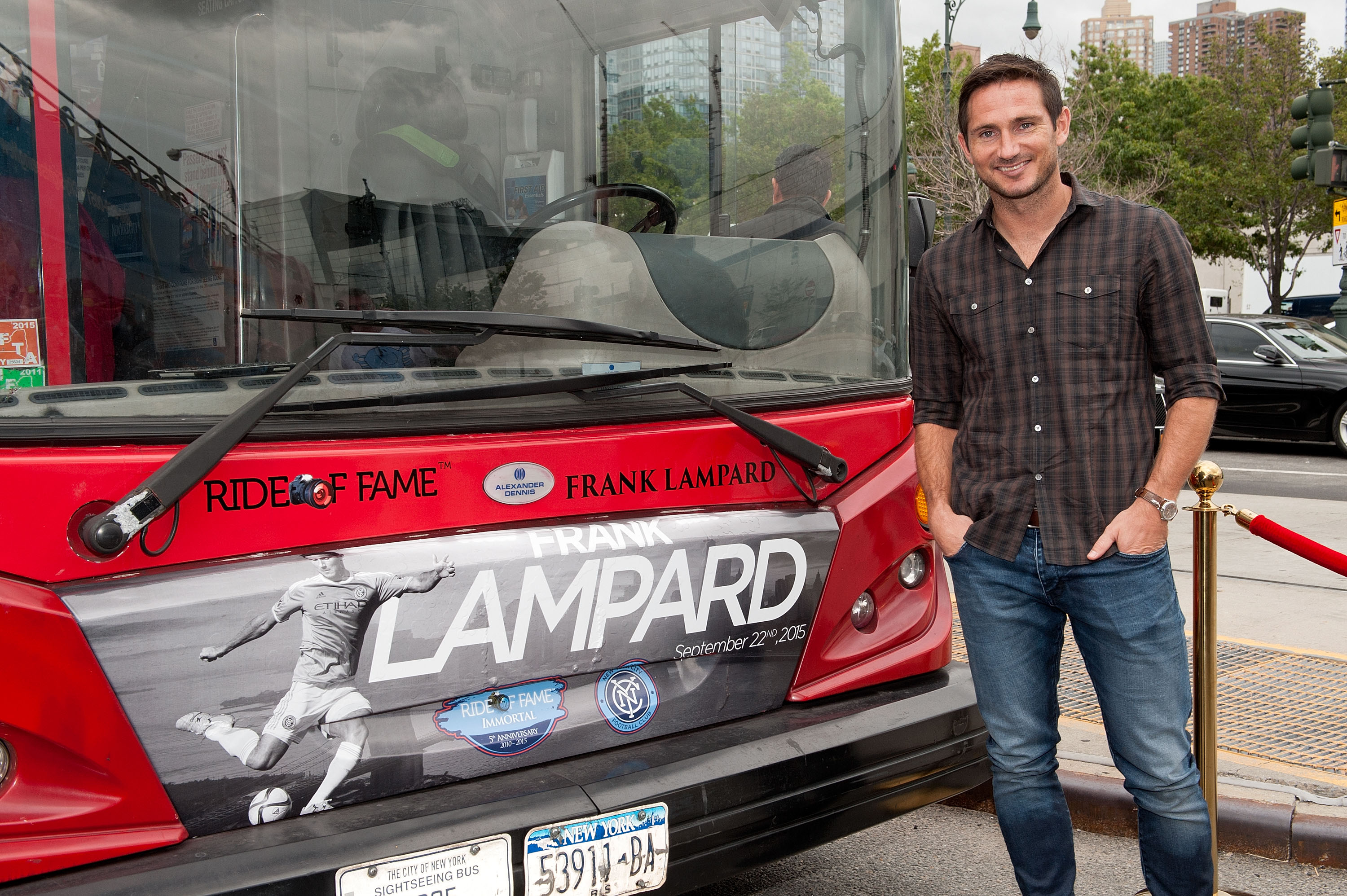NEW YORK, NY - SEPTEMBER 22: Professional footballer Frank Lampard attends the New York City Football Club Ride of Fame Induction Ceremony at Pier 78 on September 22, 2015 in New York City. (Photo by D Dipasupil/Getty Images for Ride of Fame)