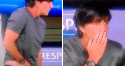 Joachim Low seemed to touch his penis and sniff it mid-game